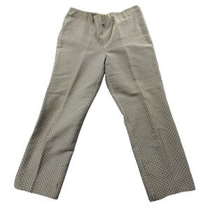 Sigrid Olsen Geo Print‎ Dress Pants Women's 14 Black Beige Lined Stretch Waist